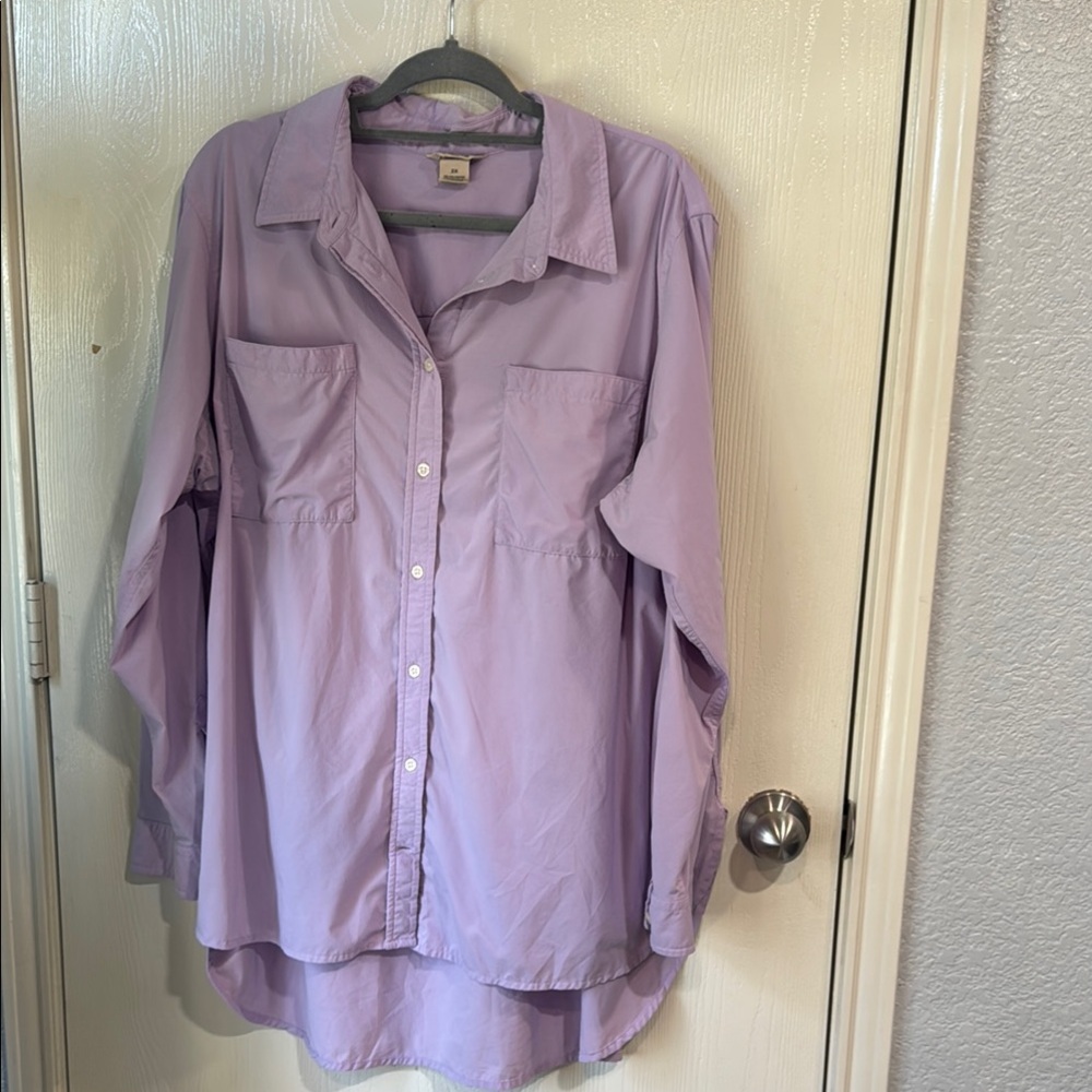 Duluth Trading Co Lavender Button-Down Shirt